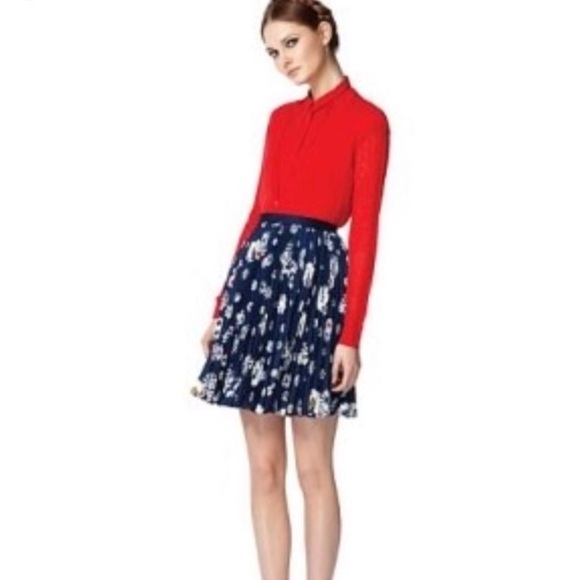 SOLD - Jason Wu Navy accordion floral skirt. Sz 2. - Picture 2 of 5